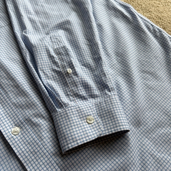 Duluth Trading Co Wrinklefighter Blue Check Button Down Shirt 3XL - Picture 3 of 9